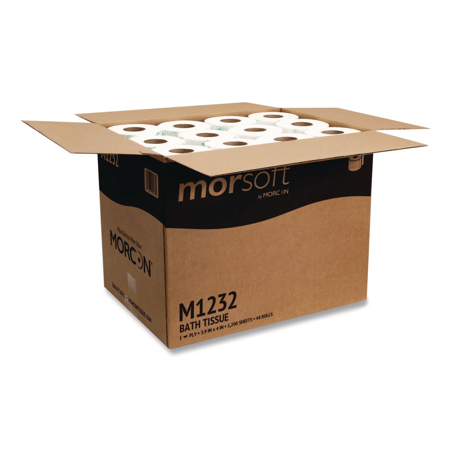 Morsoft Controlled Bath Tissue, Septic Safe, 1-Ply, White, 1,200 Sheets/Roll, 48 Rolls/Carton