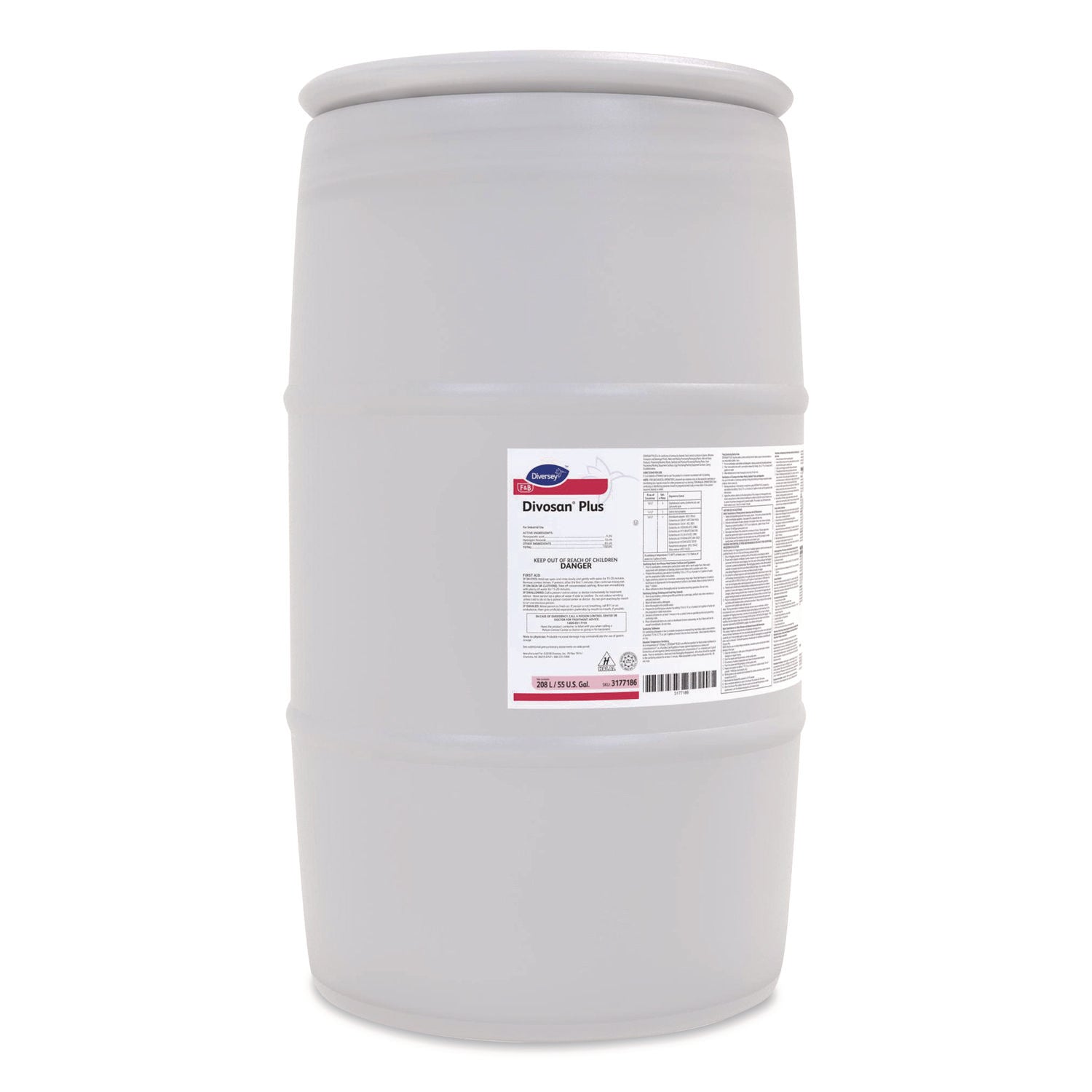 Divosan Plus Spectrum Sanitizer, Acetic Acid Scent, 55 gal Drum