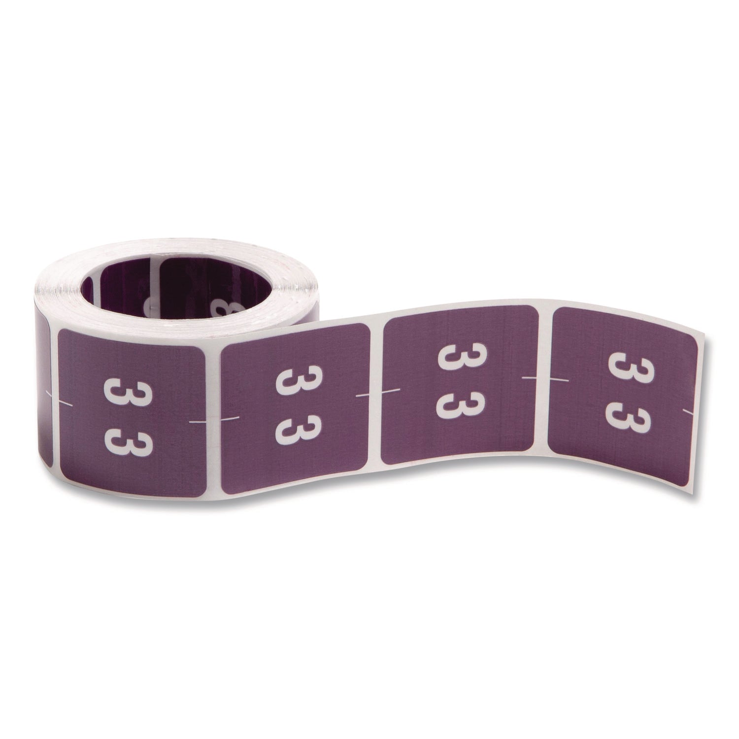 Smead DCC Color-Coded Numeric Labels - 3 - x 1 1/2" Width x 1 1/2" Length - Purple - Laminated - 250 / Roll
