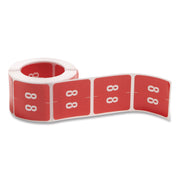 Numerical End Tab File Folder Labels, 8, 1.5 X 1.5, Red, 250/roll