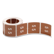 Smead DCC Color-Coded Numeric Labels - 5 - x 1 1/2" Width x 1 1/2" Length - Brown - Laminated - 250 / Roll