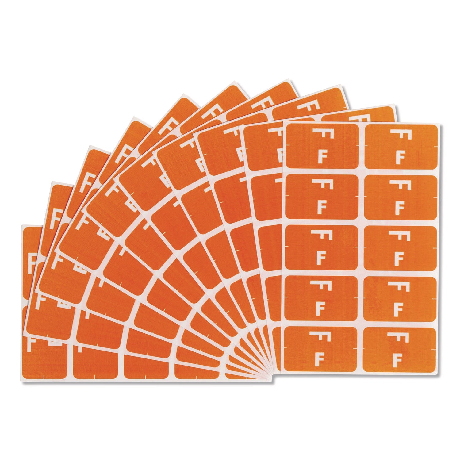 Smead AlphaZ ACCS Color-Coded Labels - F - x 1" Width x 1 5/8" Length - Orange - Laminated - 10 / Sheet - 1 Pack