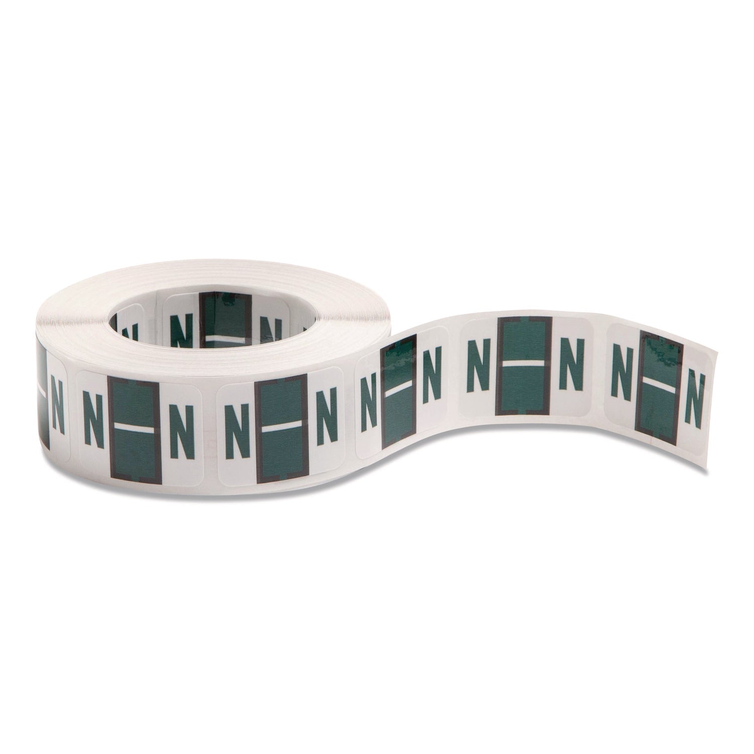 Smead BCCR Bar-Style Color-Coded Labels - N - x 1 1/4" Width x 1" Length - Dark Green - Laminated - 1 Roll