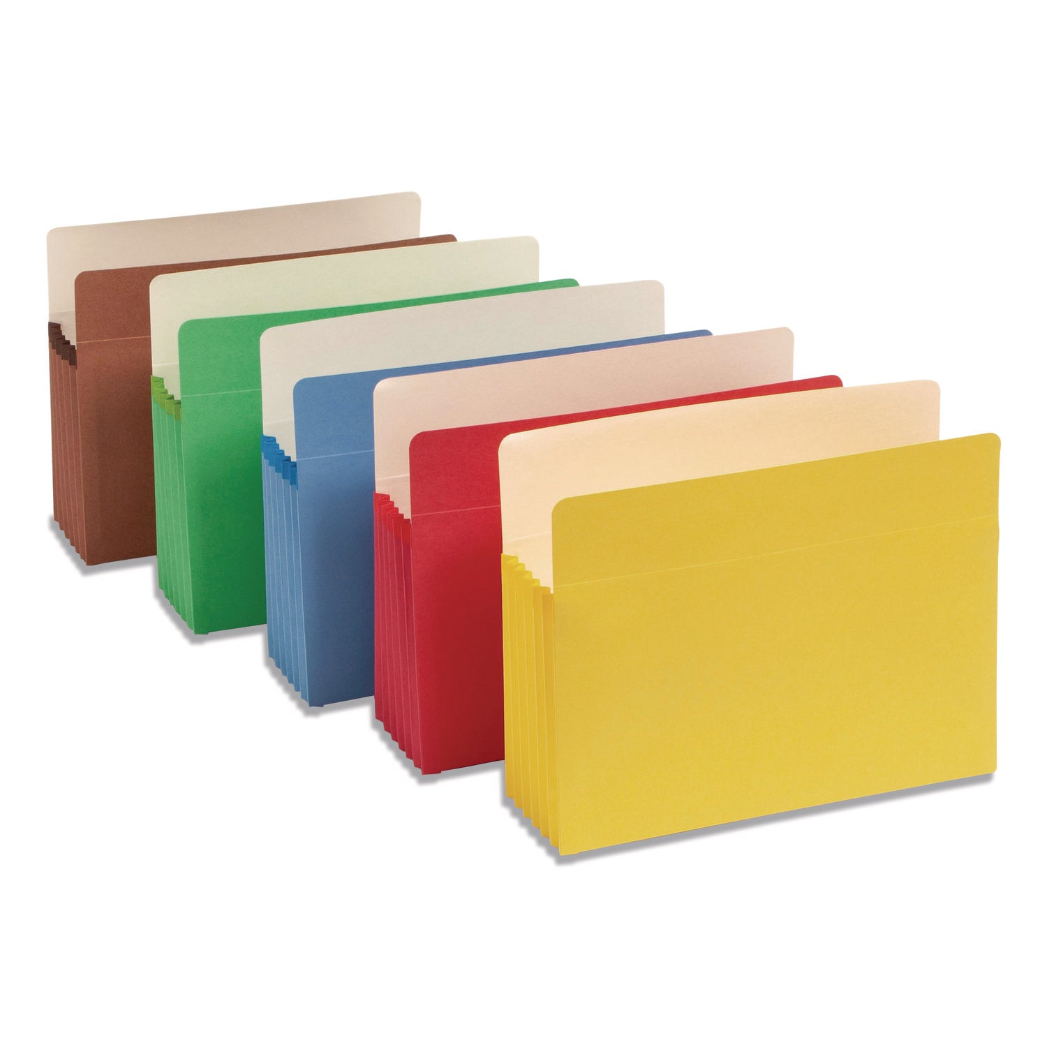 Smead Straight Tab Cut Letter Recycled File Pocket - 8 1/2" x 11" - 5 1/4" Expansion - Blue, Green, Red, Yellow, Redrope - Tear Resistant, Reinforced Tab - 10% Recycled - 5 / Pack