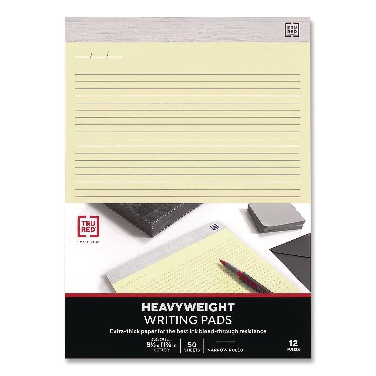 Notepads, Narrow Rule, 50 Canary-Yellow 8.5 X 11.75 Sheets, 12/pack
