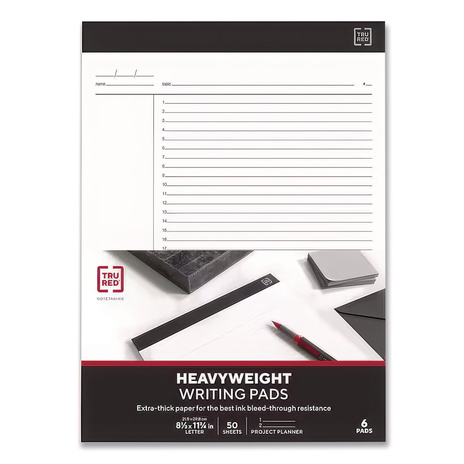 Notepads, Project-Management Format, 50 White 8.5 X 11.75 Sheets, 6/pack