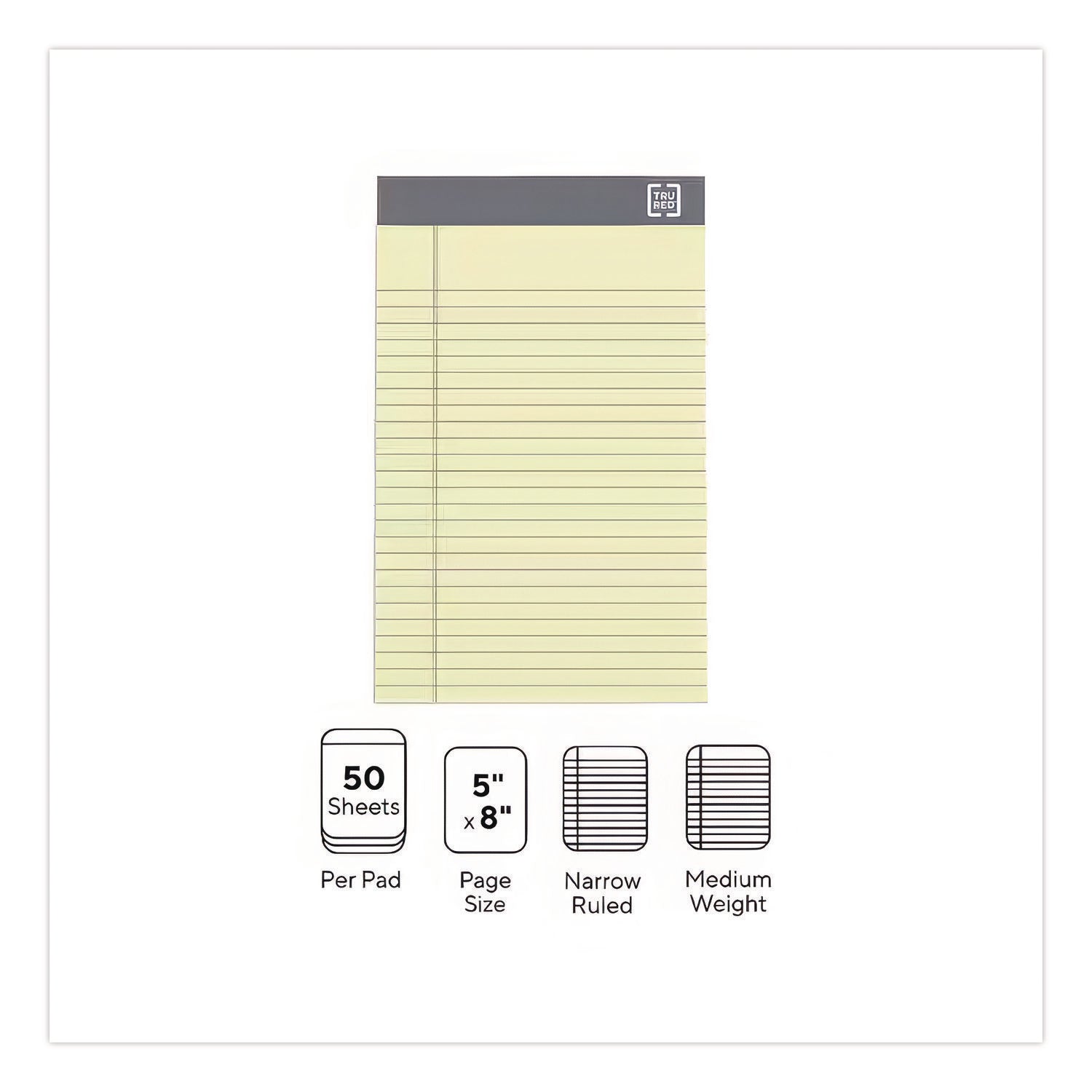 Notepads, Narrow Rule, 50 Canary-Yellow 5 X 8 Sheets, 12/pack