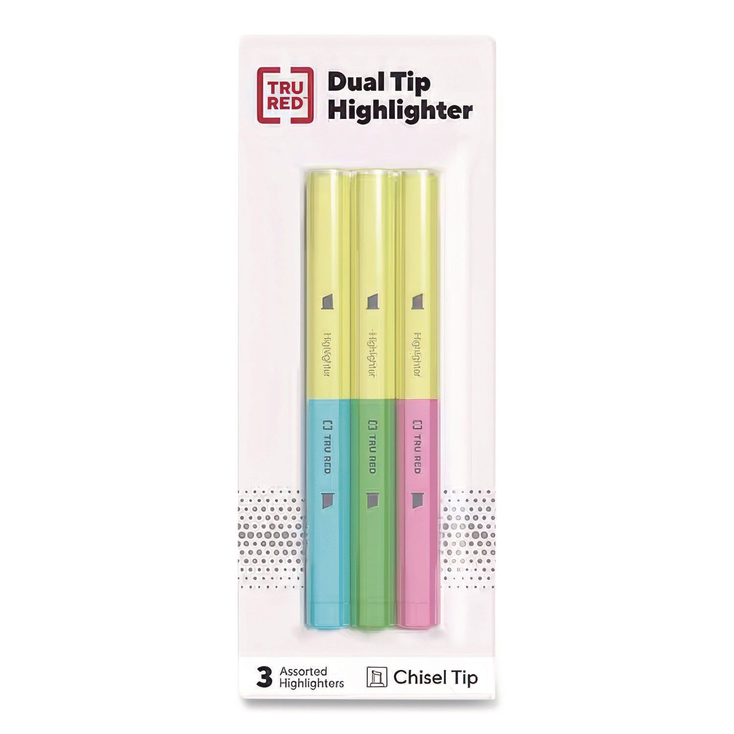Tank Style Twin Tip Highlighters, Assorted Ink Colors, Chisel Tip, Assorted Barrel Colors, 3/pack