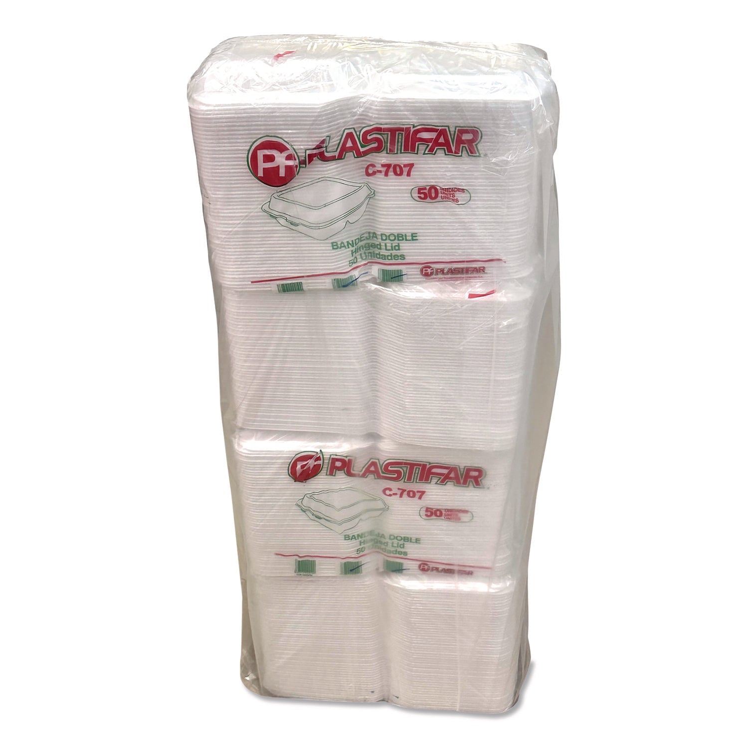 Foam Hinged Lid Containers, 3-Compartment, 7.56 x 8.25 x 2.38, White, Foam, 200/Carton