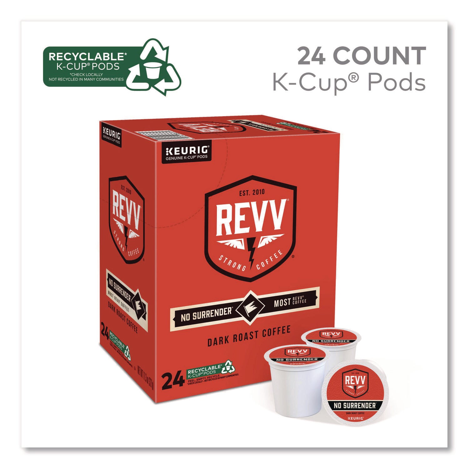 No Surrender K-Cup, Dark Roast, K-Cup, 24/box