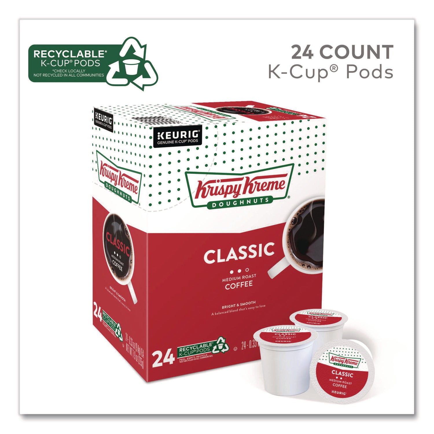 Compatible with Keurig Brewer - Regular - Medium - K-Cup, Pod - Classic - Kosher - 24 / Box