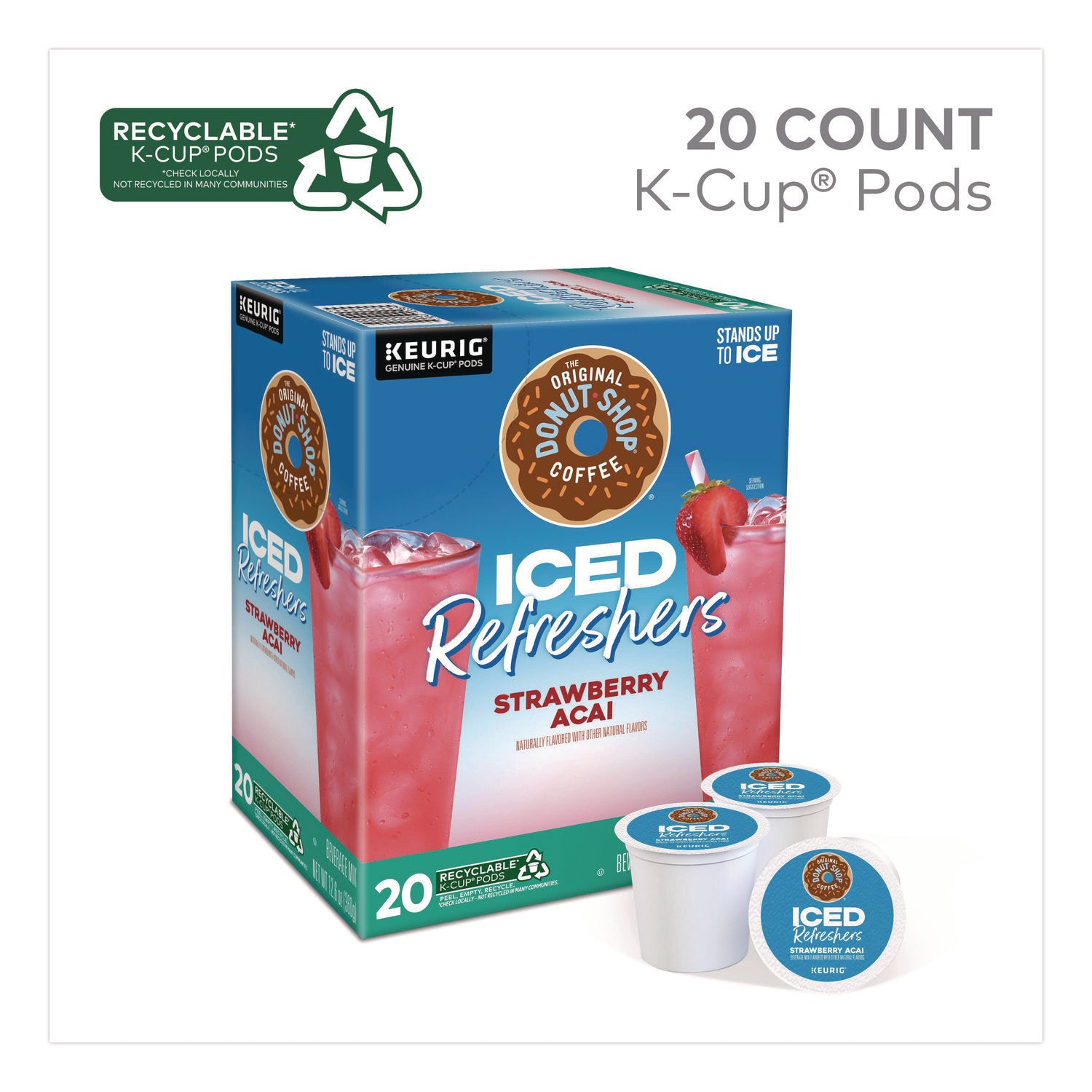 The Original Donut Shop&reg; Iced Refreshers - Strawberry Acai - 20 / Box