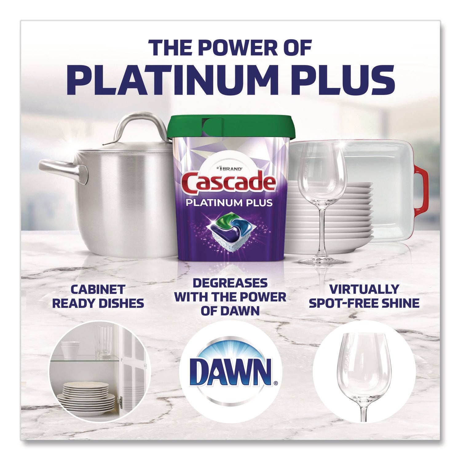 Cascade Platinum Plus ActionPacs, Fresh Scent, Purple, 47 Packs per Carton, 3 Cartons