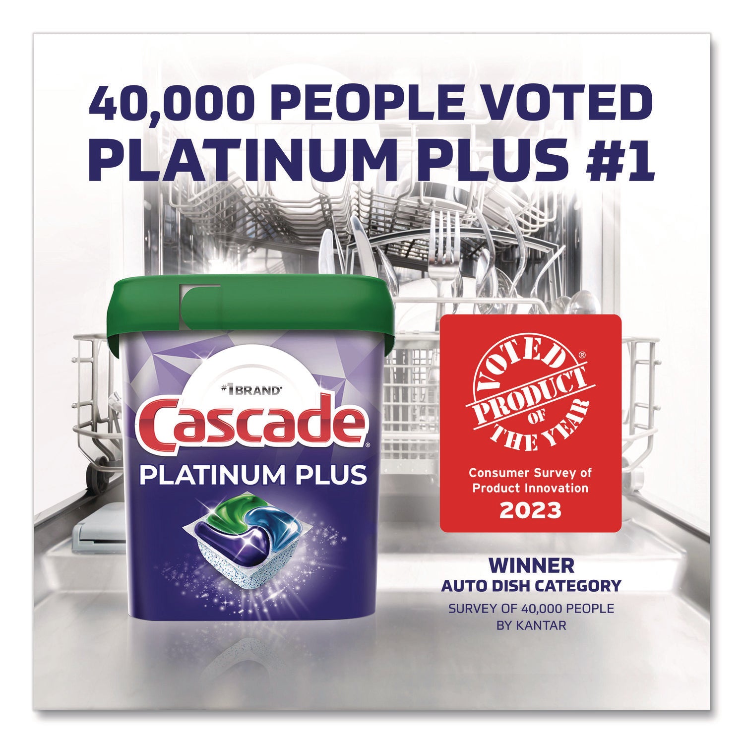 Cascade Platinum Plus ActionPacs, Fresh Scent, Purple, 47 Packs per Carton, 3 Cartons