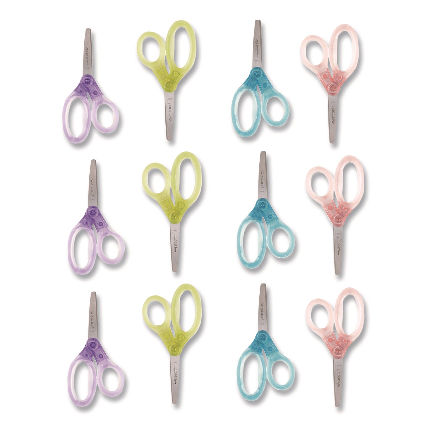 Jellies Kids Scissors, 5" Long, Straight Assorted Handle Colors, 12/Pack