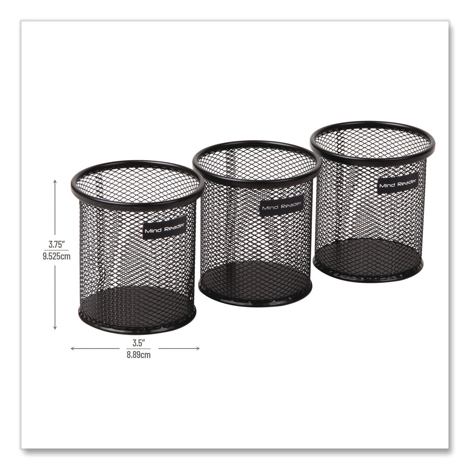3.8" Height x 3.5" Width - Metal Mesh - Black - Sturdy, Durable, Lightweight, Portable - 3 / Pack