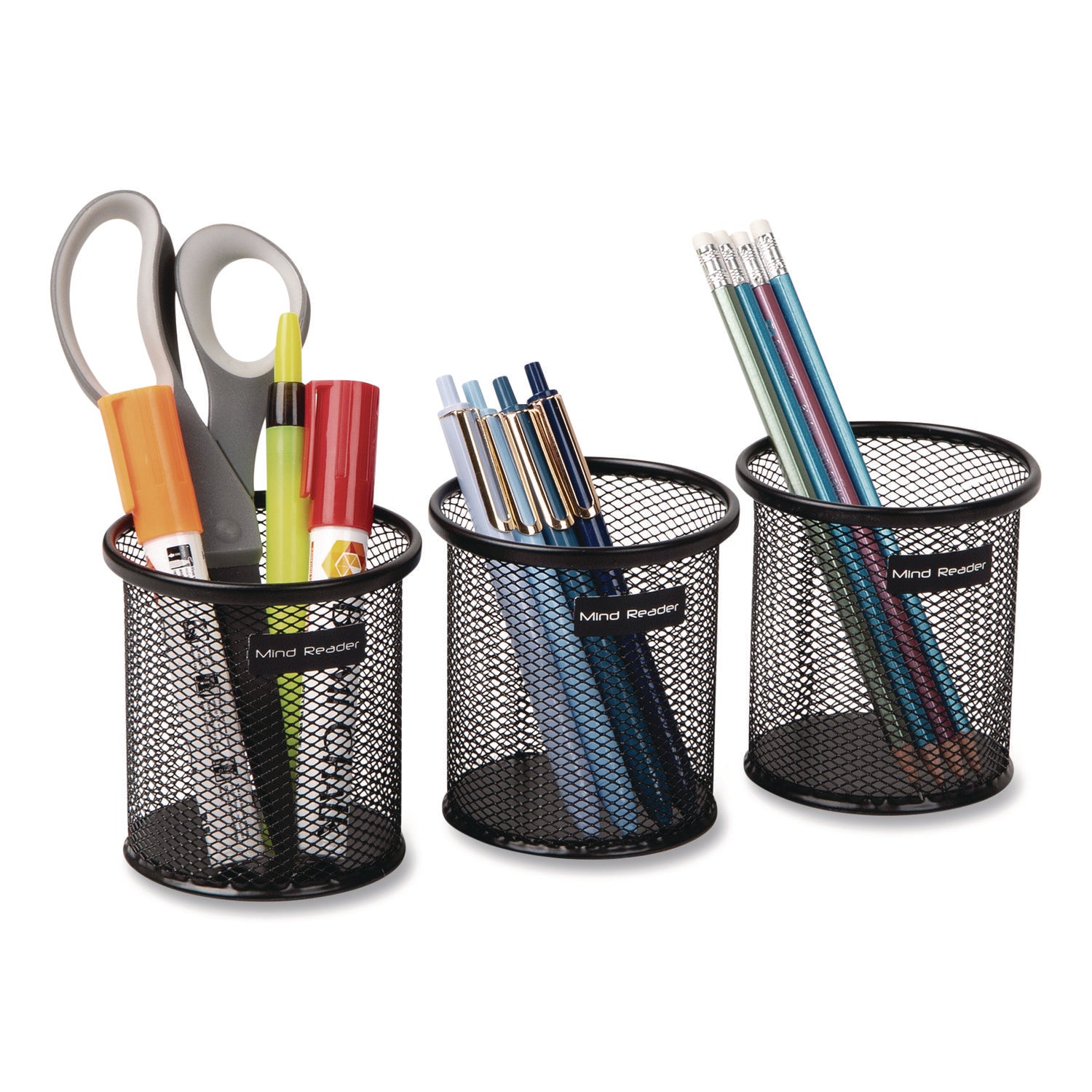 3.8" Height x 3.5" Width - Metal Mesh - Black - Sturdy, Durable, Lightweight, Portable - 3 / Pack