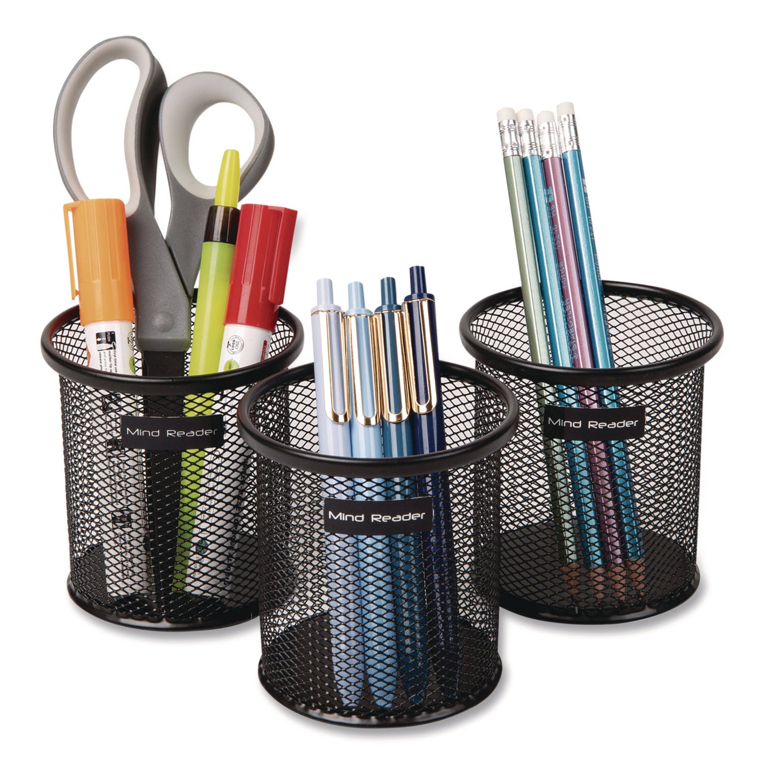 3.8" Height x 3.5" Width - Metal Mesh - Black - Sturdy, Durable, Lightweight, Portable - 3 / Pack