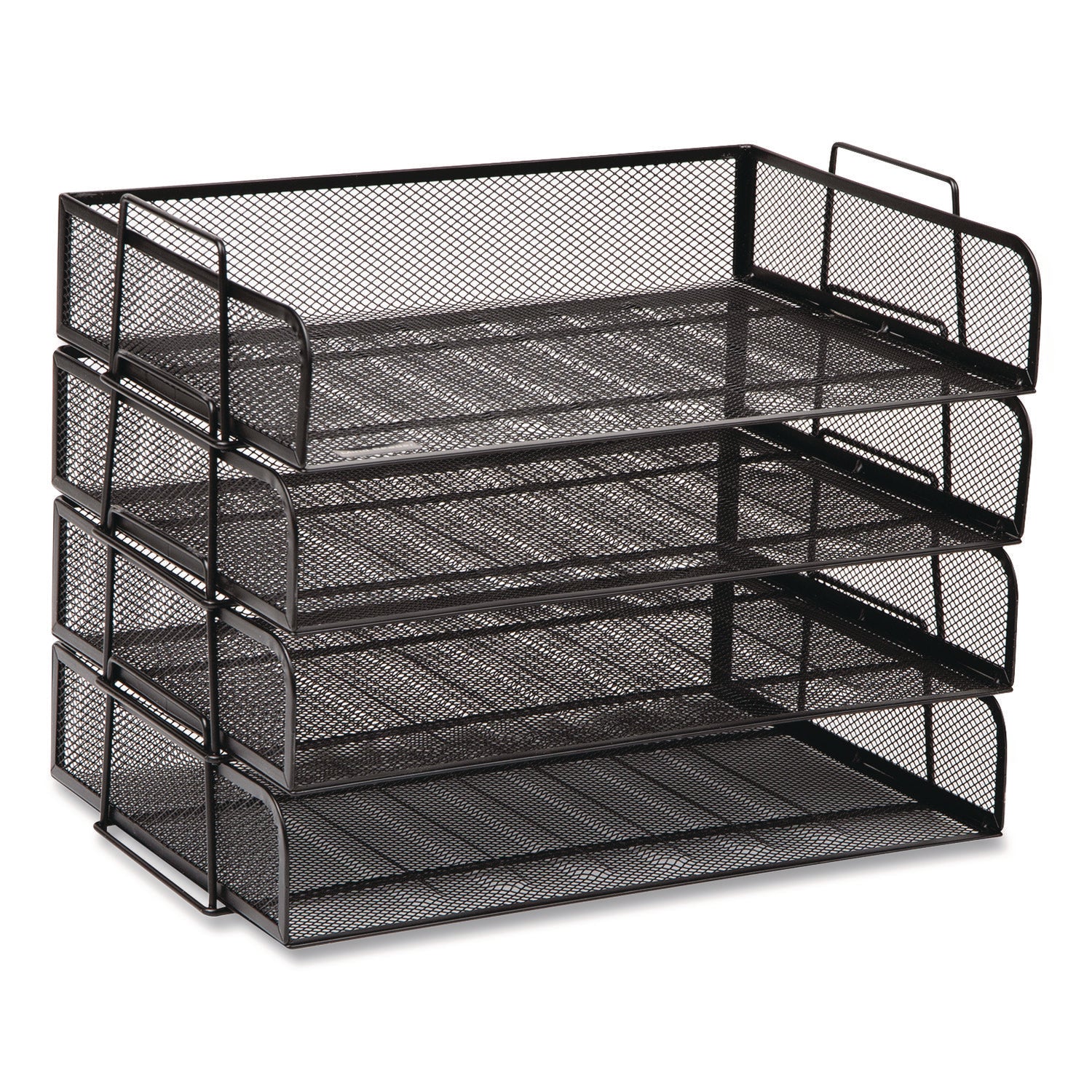 Mind Reader Tiered Stackable Paper Trays, 4 Tiers, 11.25" H x 9.75" W x 13.25" D, Black, Metal Steel Mesh, 1 Each
