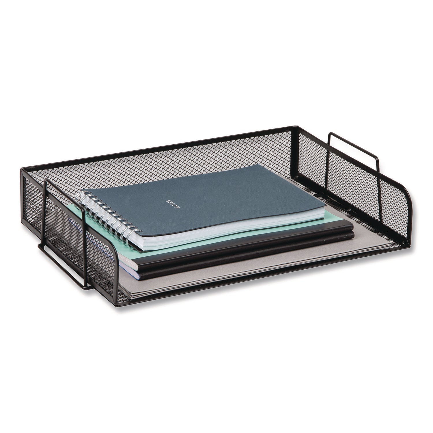 Mind Reader Tiered Stackable Paper Trays, 4 Tiers, 11.25" H x 9.75" W x 13.25" D, Black, Metal Steel Mesh, 1 Each