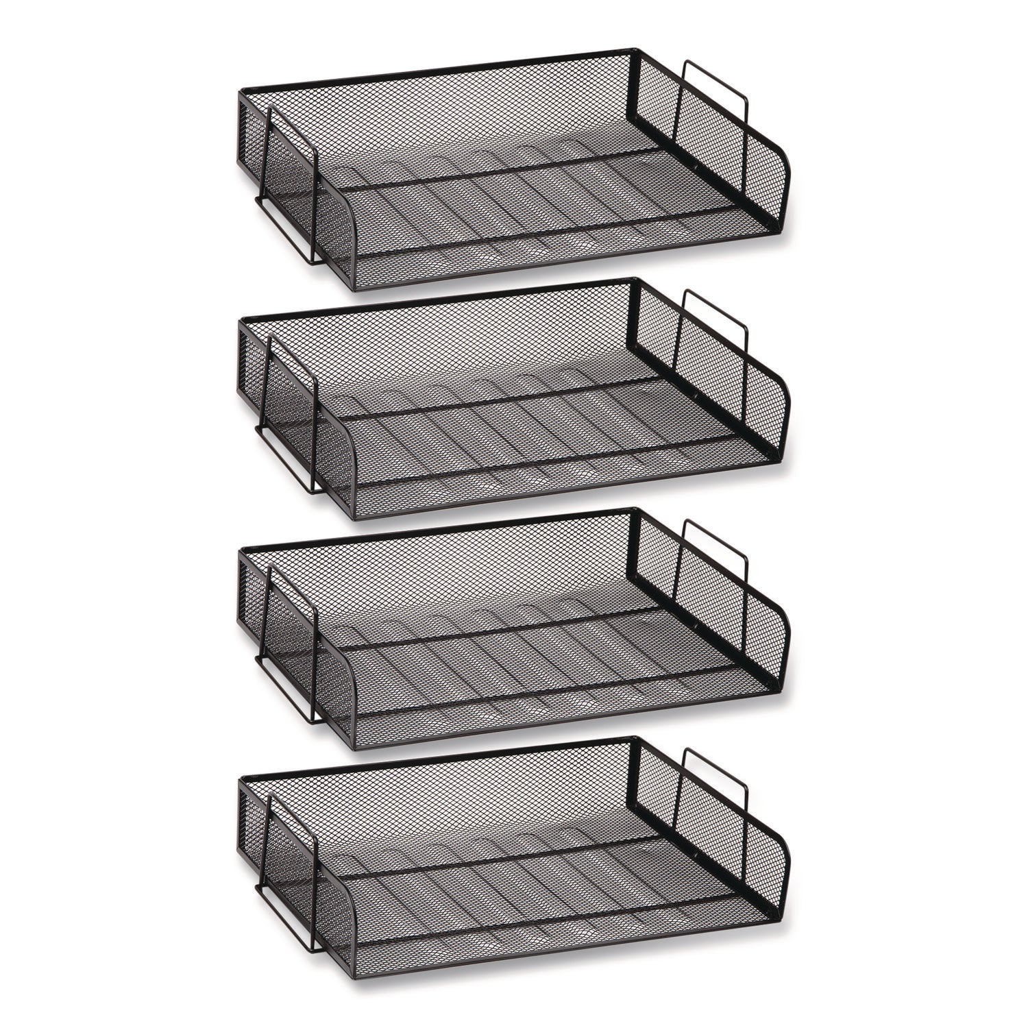 Mind Reader Tiered Stackable Paper Trays, 4 Tiers, 11.25" H x 9.75" W x 13.25" D, Black, Metal Steel Mesh, 1 Each