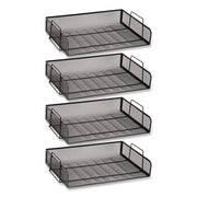 Mind Reader Tiered Stackable Paper Trays, 4 Tiers, 11.25" H x 9.75" W x 13.25" D, Black, Metal Steel Mesh, 1 Each