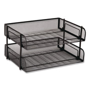 Mind Reader Tiered Stackable Paper Trays, 2 Tiers, Vertical, 7.25" H x 10" W x 13.50" D, Steel Mesh, Black, 1 Each