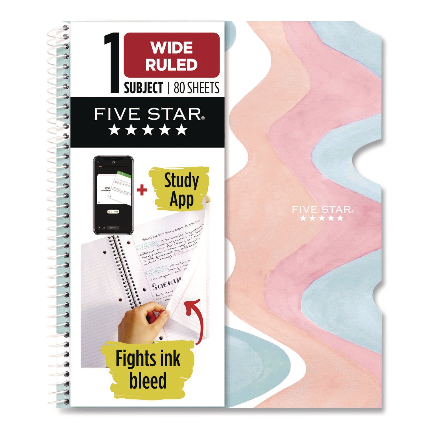 Brushy Moves Spiral Notebook, 1-Subject, Medium/College Rule, Assorted Cover Colors, (80) 11 x 8.5 Sheets, 2/Pack
