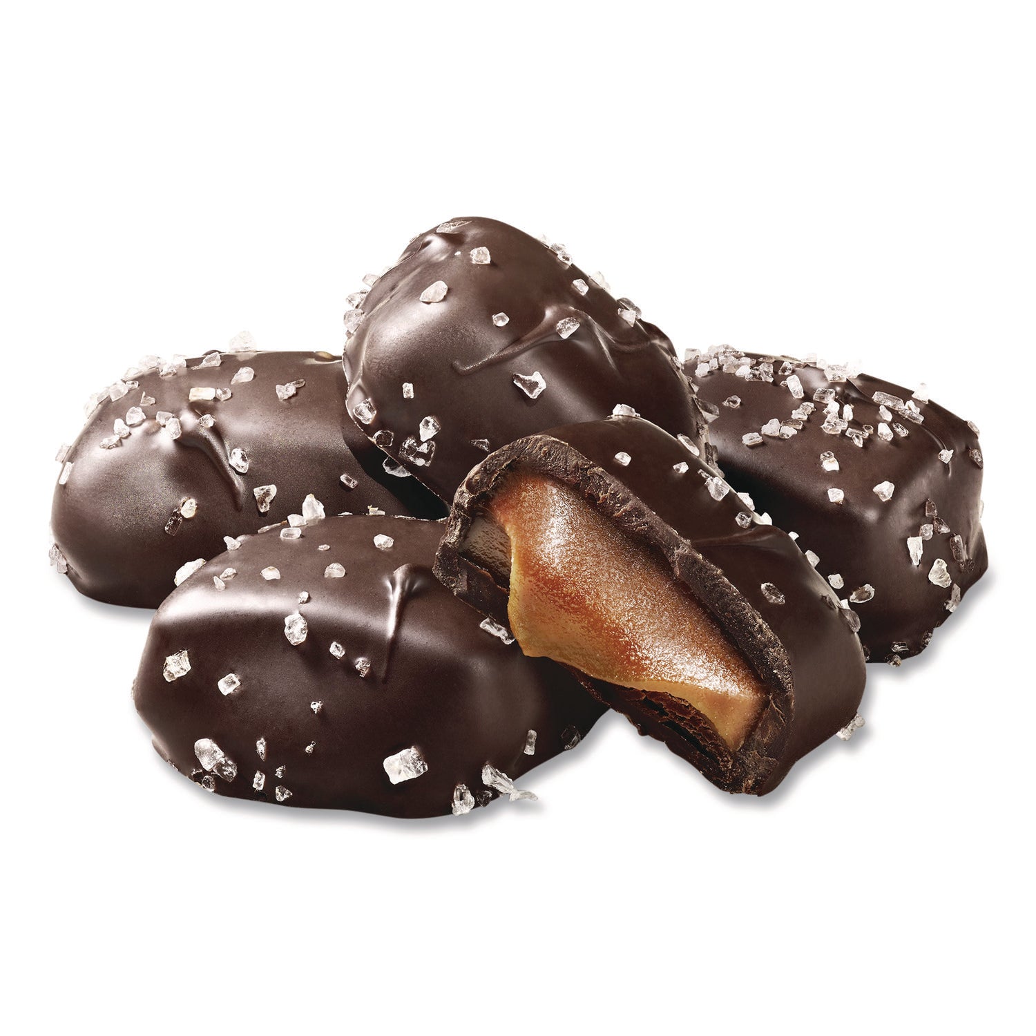 Small Batch Wonders Snack Size Dark Chocolate Sea Salt Caramels, 0.5 oz Individually Wrapped, 48/Box