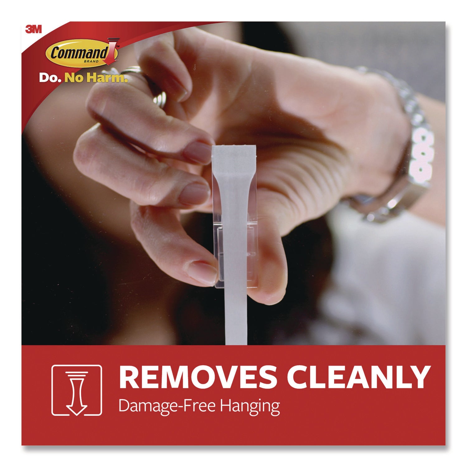 General Purpose Hooks, Large, Plastic, White, 5 lb Capacity, 12 Hooks and 18 Strips/Pack
