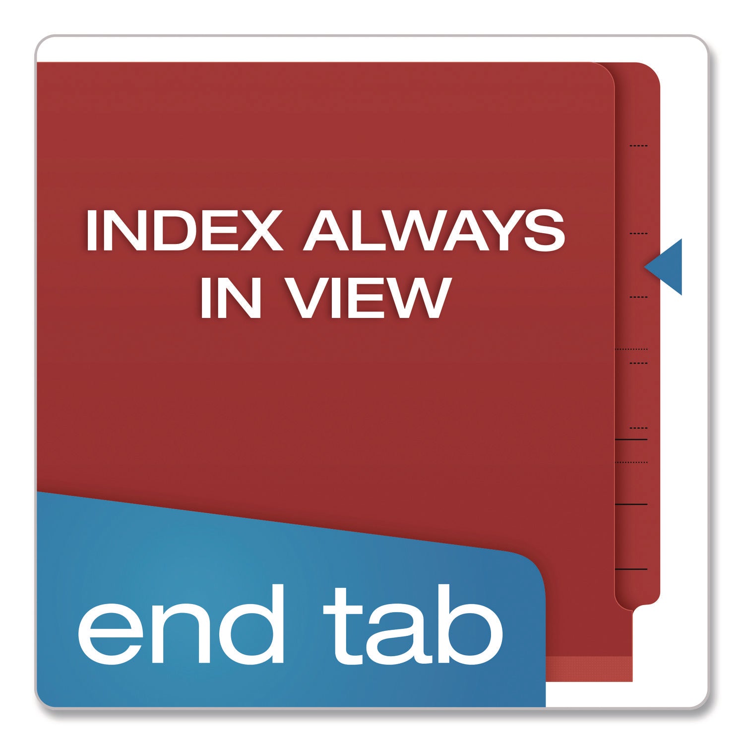 Colored Pressboard End Tab Classification Folders, 1.75" Expansion, 1 Divider, 4 Fasteners, Letter Size, Red Exterior, 10/Box