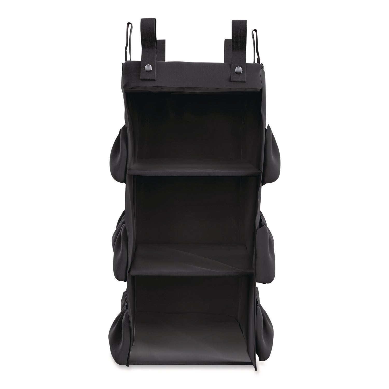 3-Sided Hanging Bag with Shelves for Suncast Commercial HKC1000/HKC2000 Housekeeping Carts, 25.4 gal, 15.7 x 12.4 x 30, Black