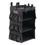 3-Sided Hanging Bag with Shelves for Suncast Commercial HKC1000/HKC2000 Housekeeping Carts, 25.4 gal, 15.7 x 12.4 x 30, Black