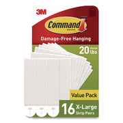 Picture Hanging Strips, X-Large, Removable, Holds up to 20 lbs per 4 Strips, White, 16 Pairs/Pack