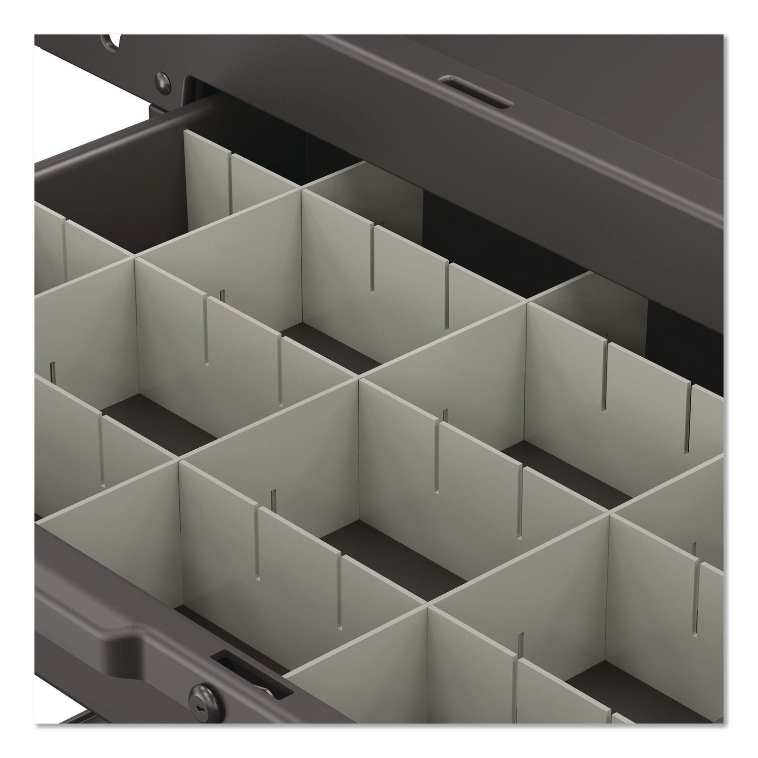Lockable Slide Drawer with Dividers for Suncast Commercial Full-Size Housekeeping Carts HKC1000/HKC2000, Plastic, Black