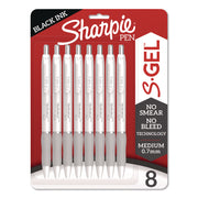 S-Gel, Gel Pens, Medium Point (0.7mm), Pearl White Body, Black Gel Ink Pens, 8 Count