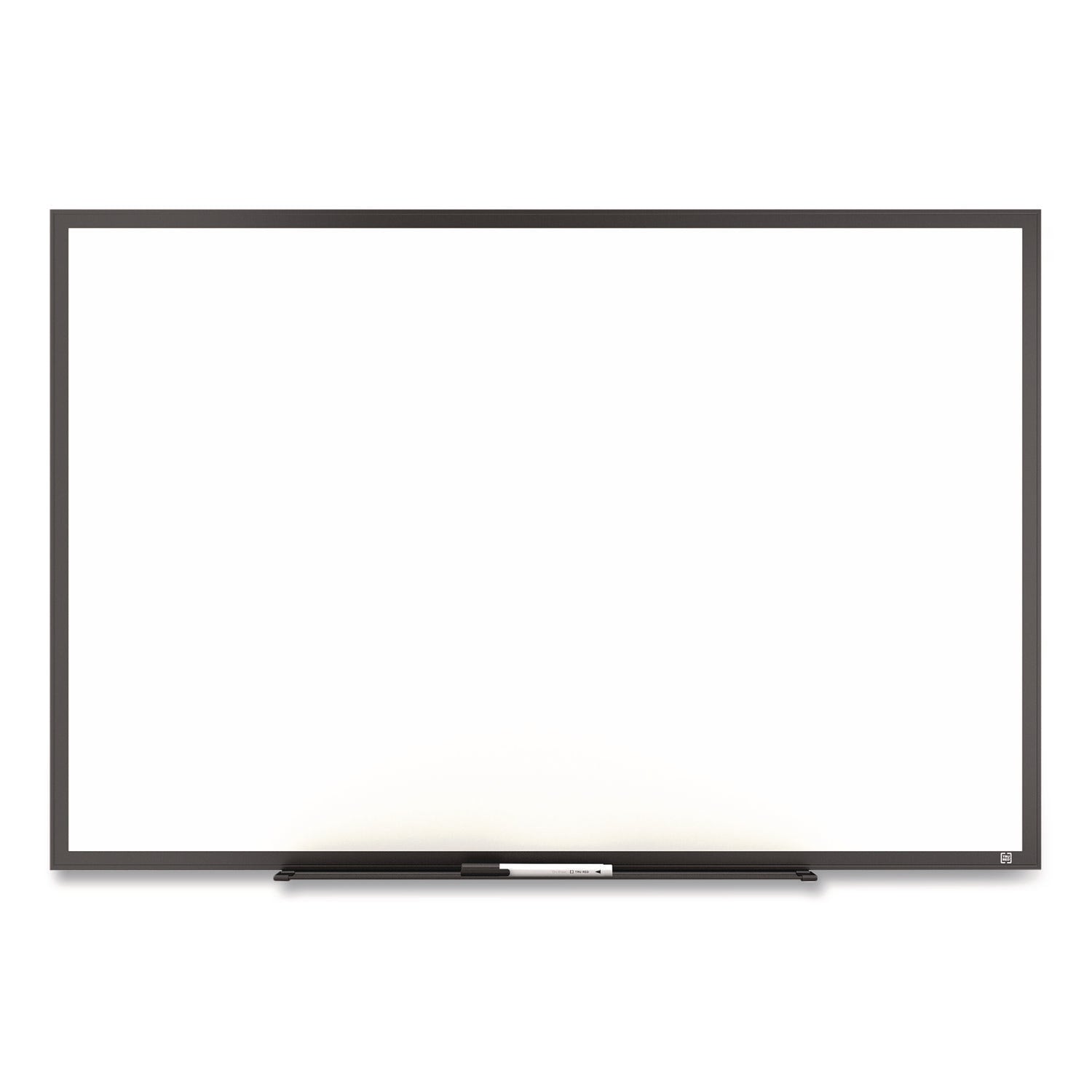 Melamine Dry Erase Board, 3 ft x 2 ft, White Surface, Black Aluminum Frame
