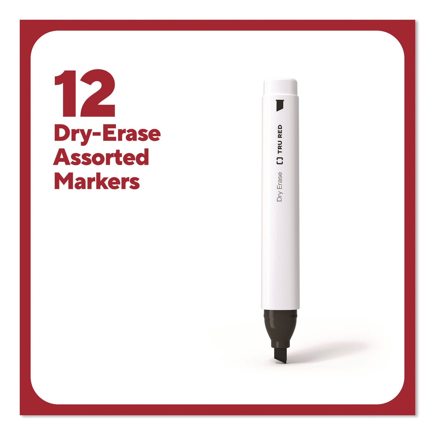 Tank Dry Erase Markers, Broad Chisel Tip, Assorted Colors, 12/Pack