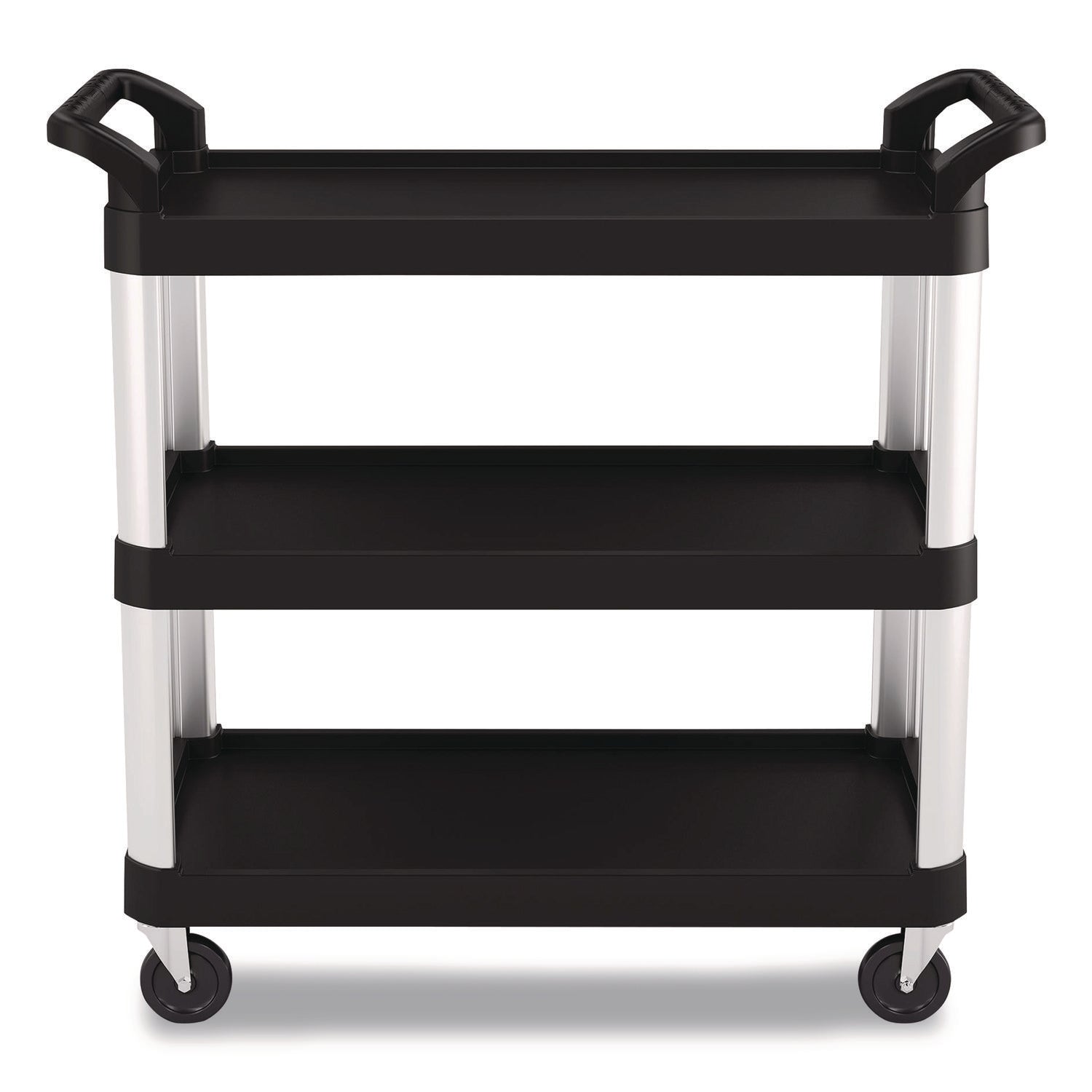 Three-Shelf Service Cart, Metal/Plastic, 3 Shelves, 300 lb Capacity, 20" x 39.85" x 38.17", Black