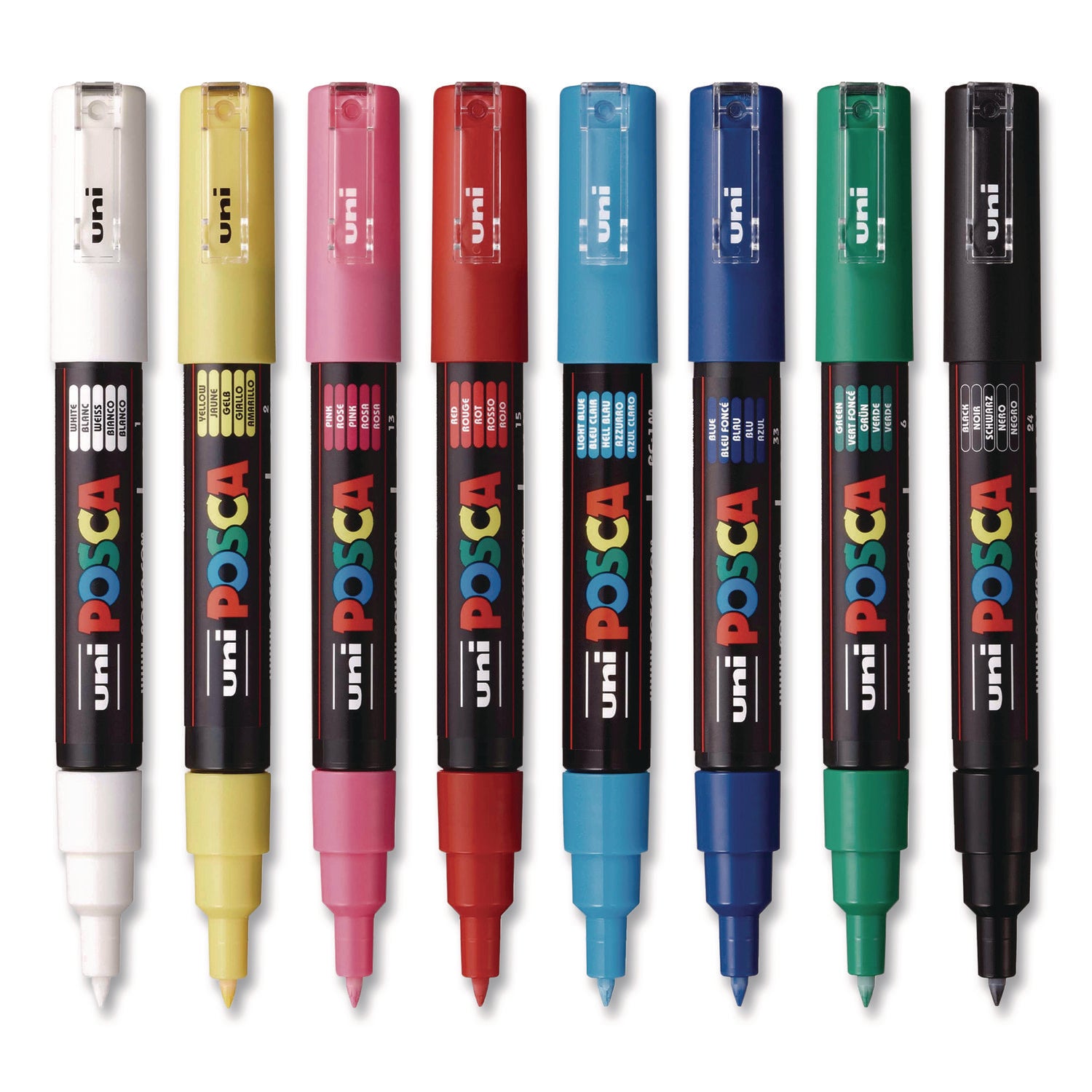 uni® POSCA PC-1M Water-Based Paint Markers, Extra Fine Tip (0.7mm), Assorted Colors, 8 Pack