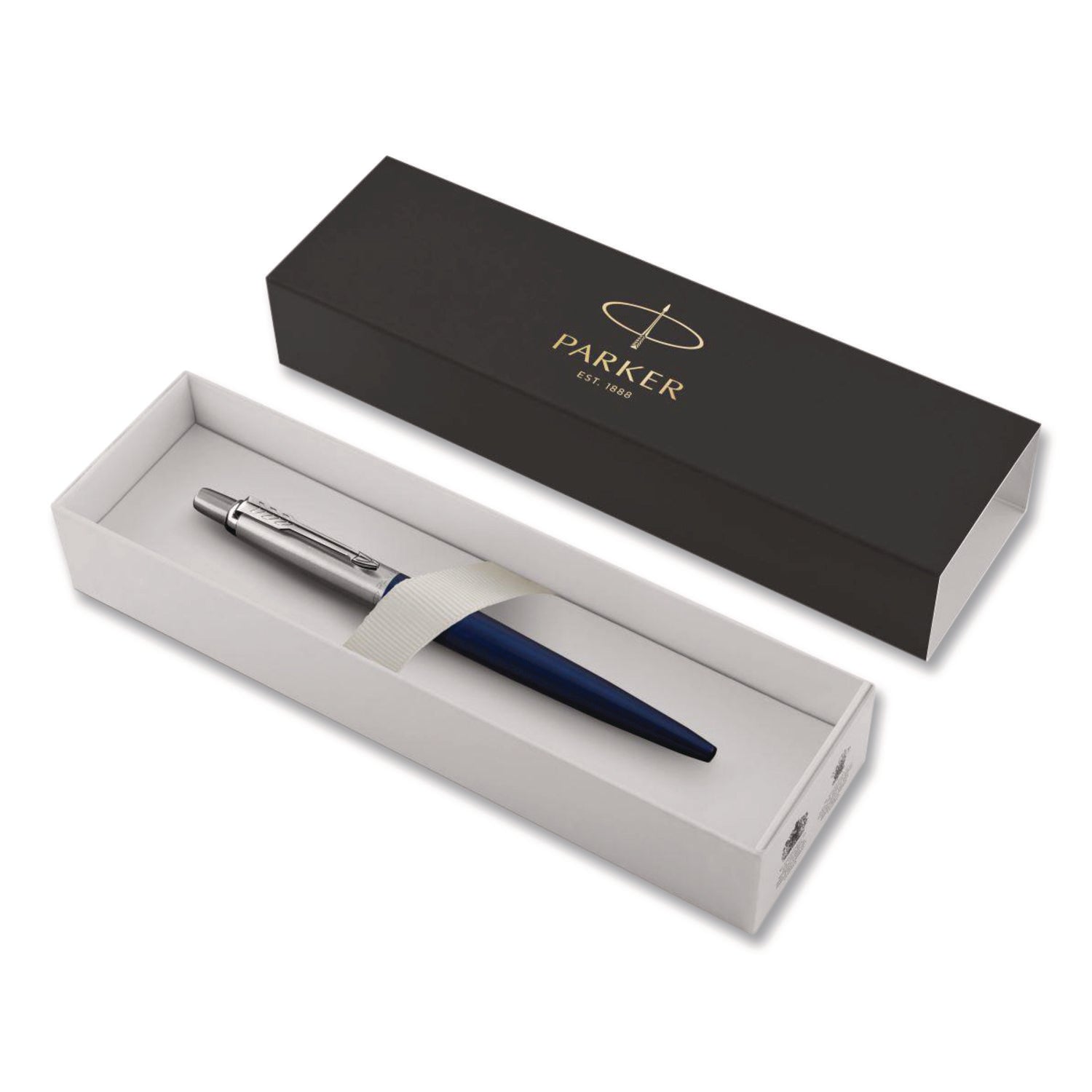 Parker Jotter Ballpoint Pen, Medium Point, Blue Ink, Refillable, Royal Blue Stainless Steel Barrel, 1 Each