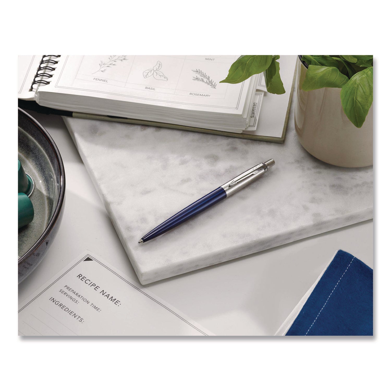 Parker Jotter Ballpoint Pen, Medium Point, Blue Ink, Refillable, Royal Blue Stainless Steel Barrel, 1 Each