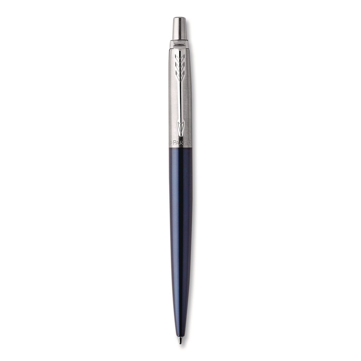 Parker Jotter Ballpoint Pen, Medium Point, Blue Ink, Refillable, Royal Blue Stainless Steel Barrel, 1 Each