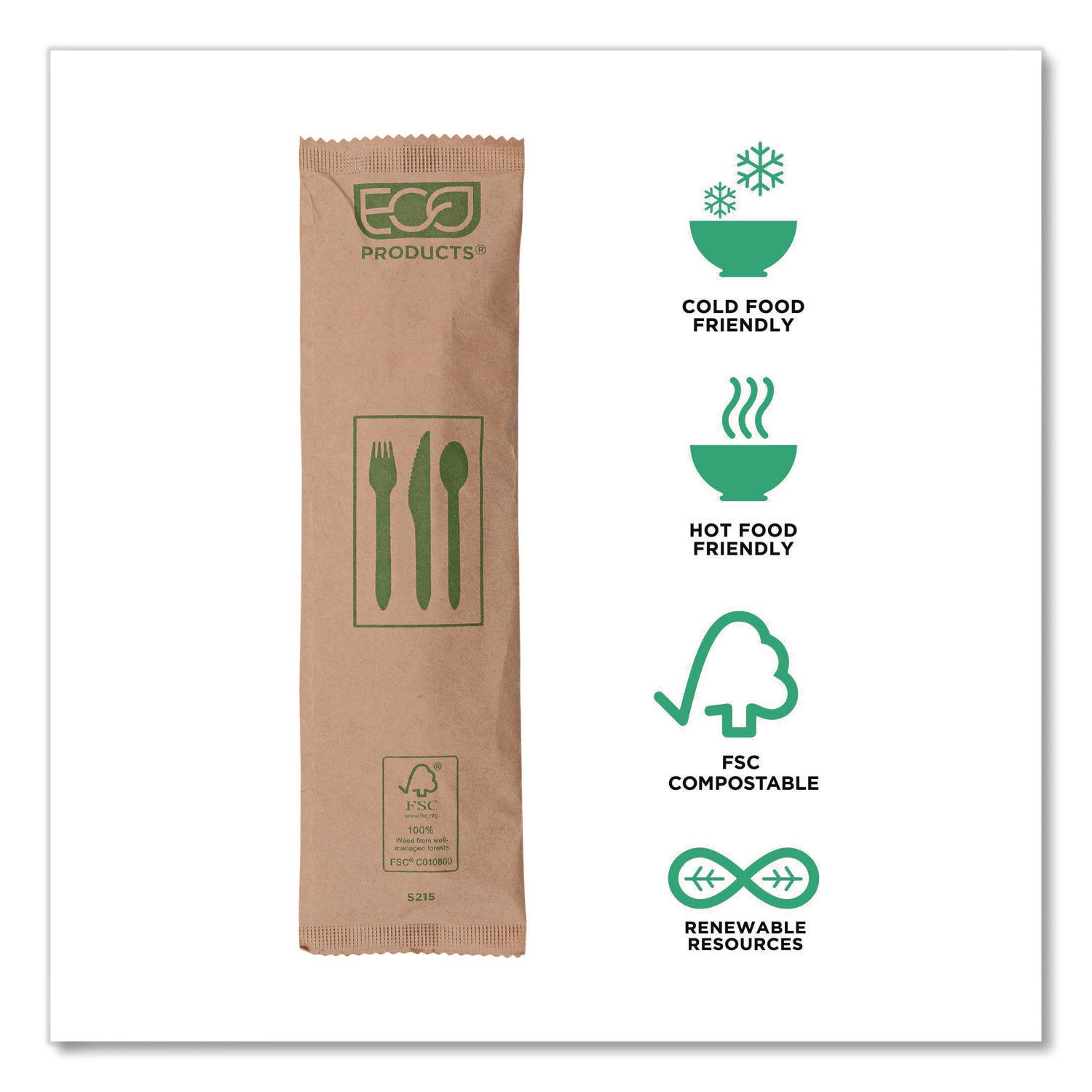 Wood Cutlery, General Purpose, Fork/Knife/Napkin/Spoon, Natural, 500/Carton