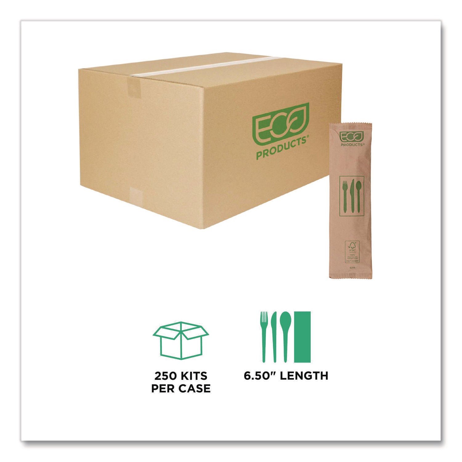Wood Cutlery, General Purpose, Fork/Knife/Napkin/Spoon, Natural, 500/Carton