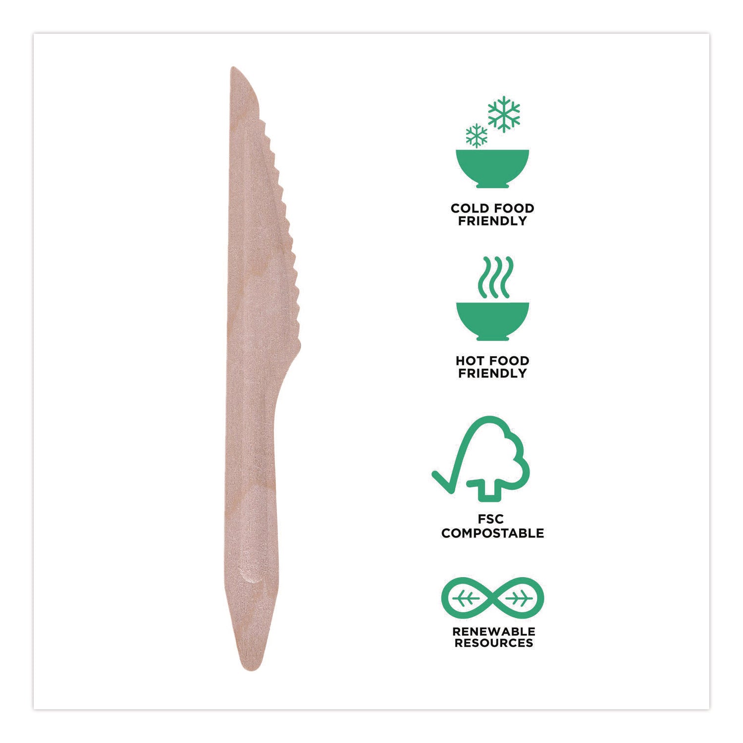 Wood Cutlery, General Purpose Knife, Natural, 500/Carton