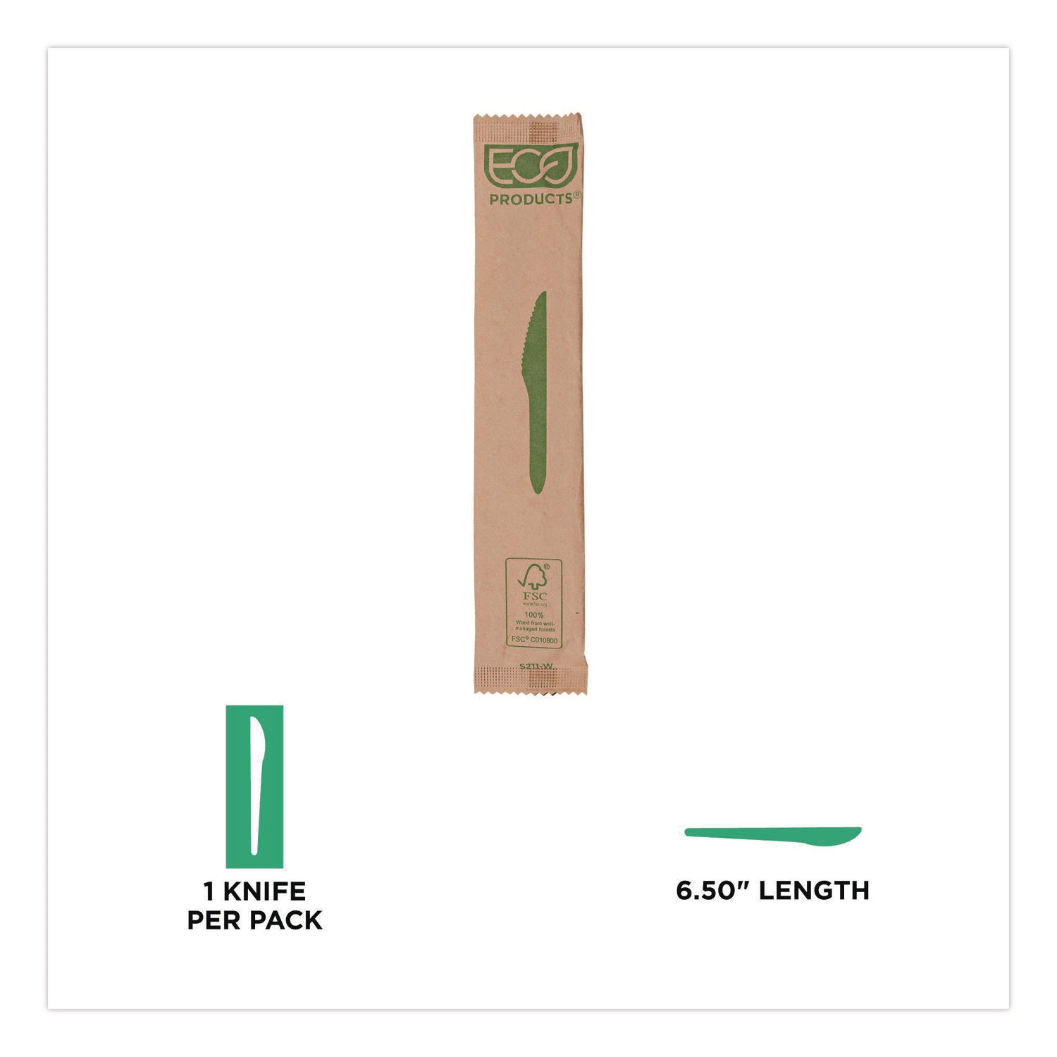 Wood Cutlery, General Purpose Knife, Natural, 500/Carton