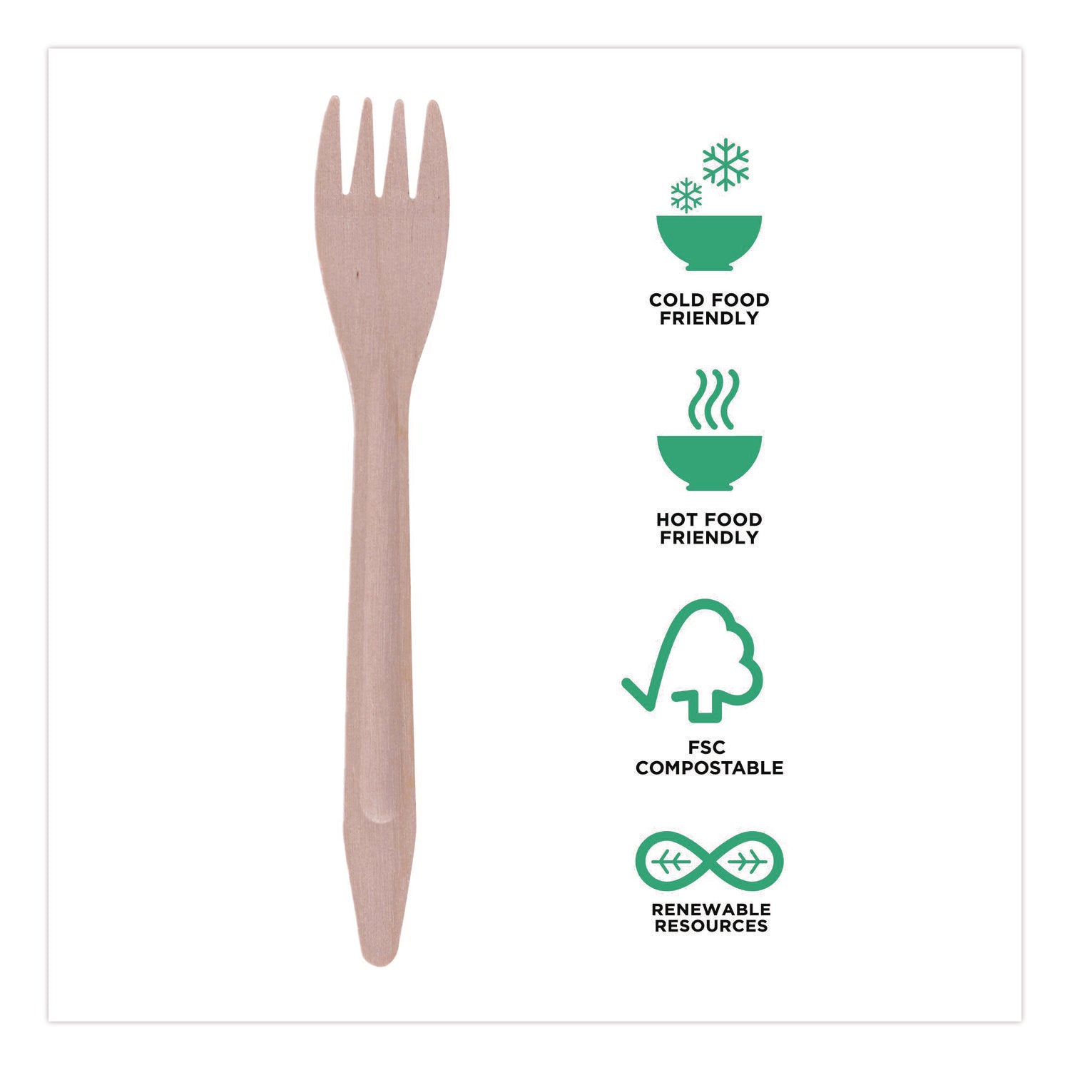 Wood Cutlery, General Purpose Fork, Natural, 500/Carton