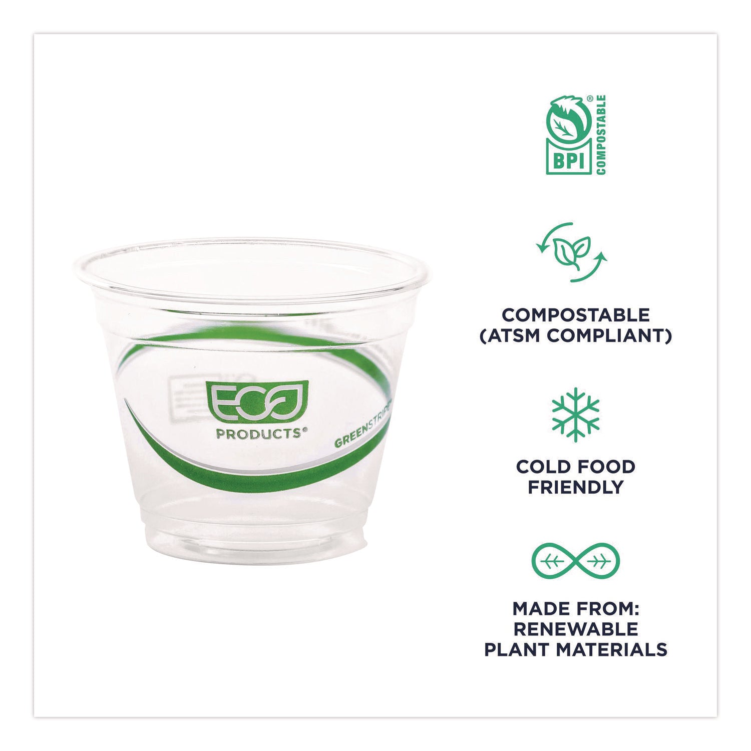 9 fl oz - Clear - Polylactic Acid (PLA) - Cold Drink - 50/Pack - 20 / Carton