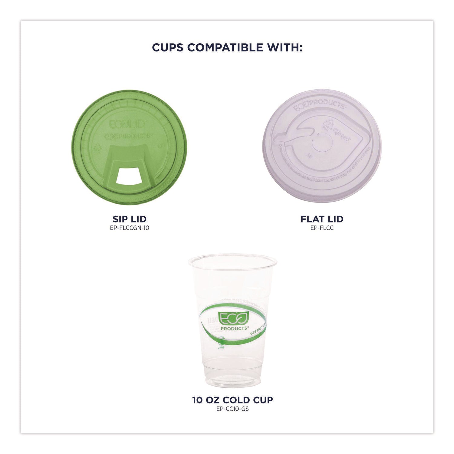 GreenStripe PLA Cold Cups, 10 oz, Plastic, Clear, 1,000/Carton